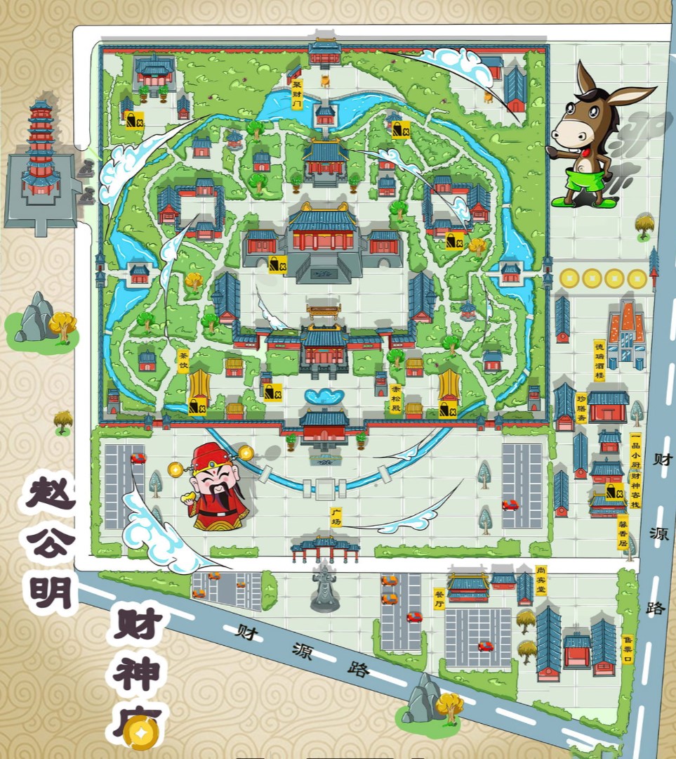 五河寺庙类手绘地图
